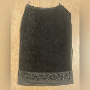Vintage Black Slip Skirt with Beaded Hem